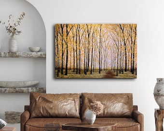 HUGE Painting Art Large Landscape / Sunrise Sunset Golden Trees Aspens Original Contemporary / "Sunrise of Gold" by Amy Giacomelli