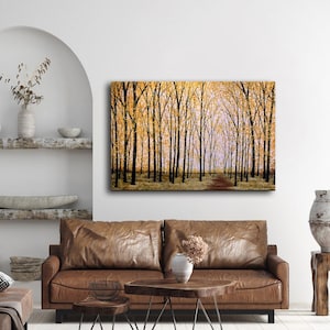 HUGE Painting Art Large Landscape / Sunrise Sunset Golden Trees Aspens Original Contemporary / "Sunrise of Gold" by Amy Giacomelli