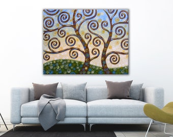Large Wall Art / Modern Contemporary Landscape Tree Painting / Acrylic Wall Decor / Original painting / Extra large living room art