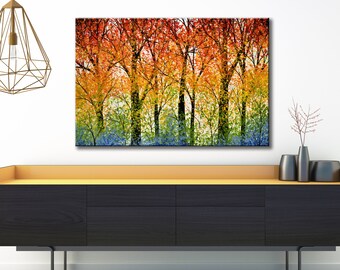 Original huge Rainbow Art Trees Wall Painting Landscape Large Modern Decor "Trees of the Rainbow", by Amy Giacomelli