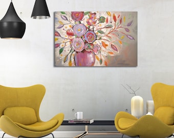 Large wall art / big original wall contemporary modern decor Floral Flowers in vase painting  READY TO SHIP Amy Giacomelli