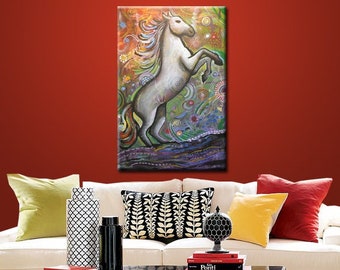 Original Large Abstract Wall Painting Modern Horse Animal Art, 24 x 36,  "Natural Grace", equestrian art, Contemporary living room art