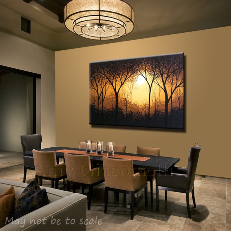 Large Art Huge Painting Original Abstract Contemporary Trees Wall Decor ... 36 x 60 ... Angel In the Woods, Free US shipping image 2