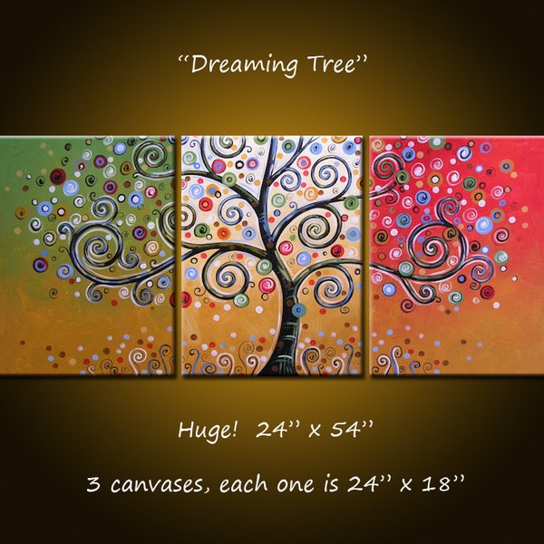 Original Large Abstract Painting Modern Contemporary Trees Landscape ...24" x 54"... by Amy Giacomelli