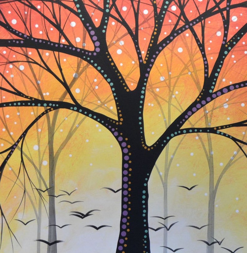 Large Wall Art Painting Triptych Original Abstract Modern Contemporary Trees Landscape ... 24 x 54... Starry Sky by Amy Giacomelli image 5