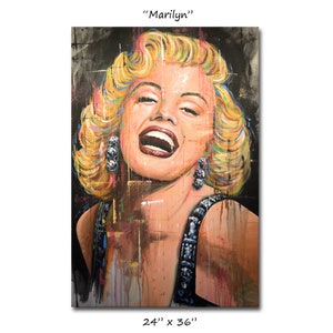 Marilyn Monroe Original Portrait Painting Classic Hollywood Icon Art Modern Blonde Bombshell Actress Gift for Retro Pinup Movie Cinema Lover