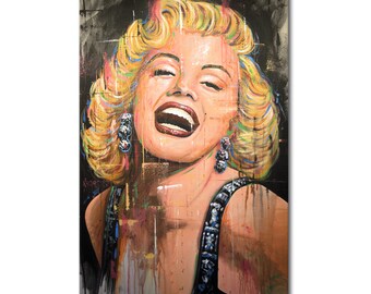Marilyn Monroe Original Portrait Painting Classic Hollywood Icon Art Modern Blonde Bombshell Actress Gift for Retro Pinup Movie Cinema Lover