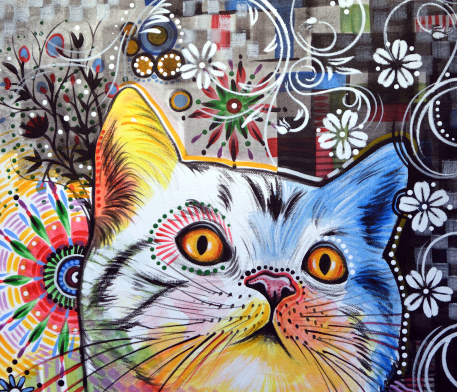 Original Abstract Painting Modern Animals Cats Cat Art18 X Etsy