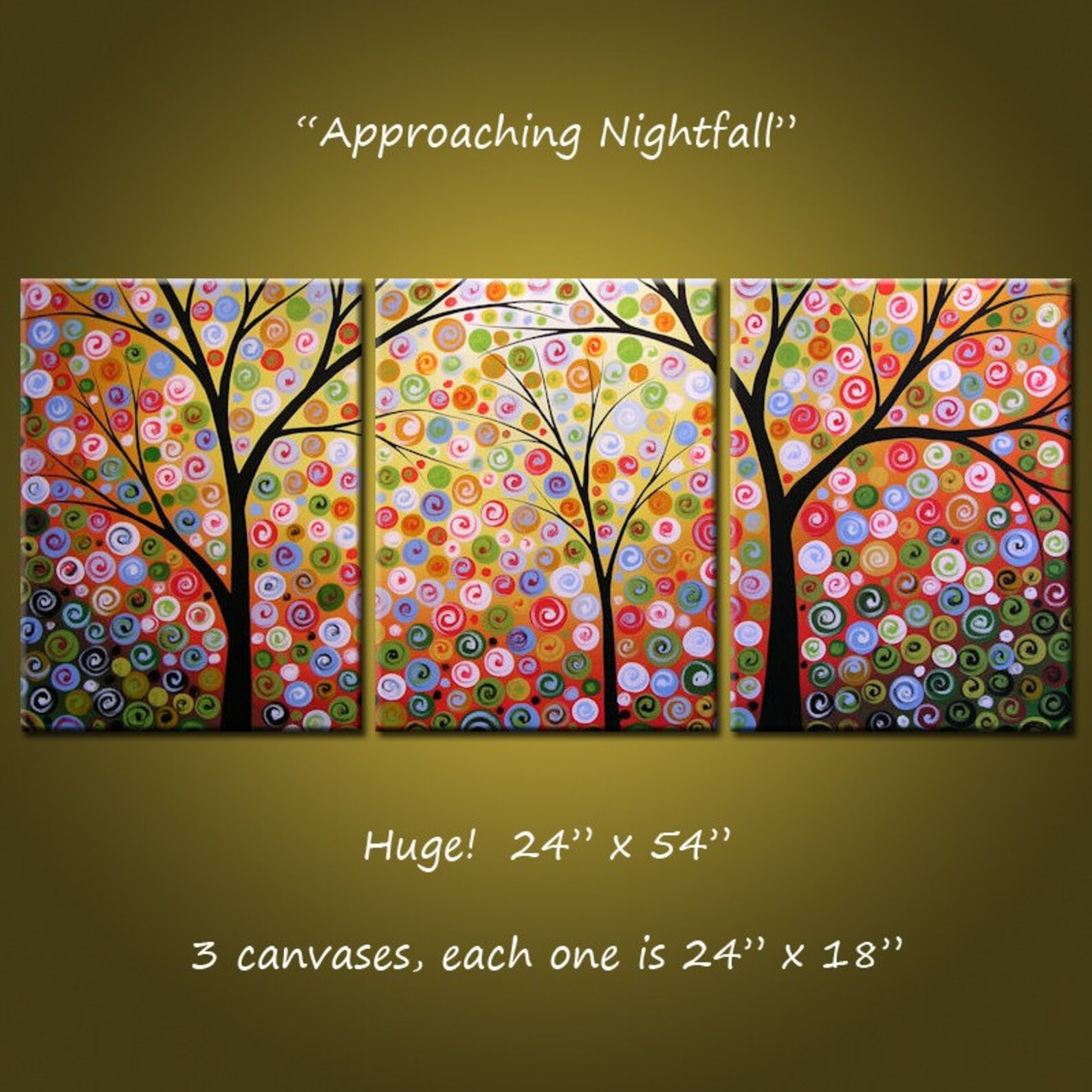 Extra Large Wall Art Painting Triptych Modern Contemporary Etsy