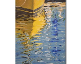 ORIGINAL Boat Painting Wall Art Lake House Home Decor Contemporary Sailing Nautical Reflection Scene Summer Vacation Art on Stretched Canvas