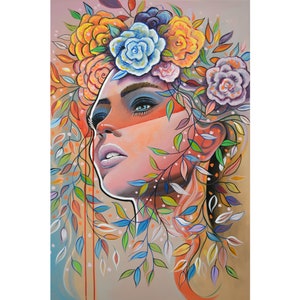 Original Modern Portrait Abstract Art Contemporary wall Painting by Amy Giacomelli &quot;Deja Vu&quot; Female Woman Women acrylic modern wall decor