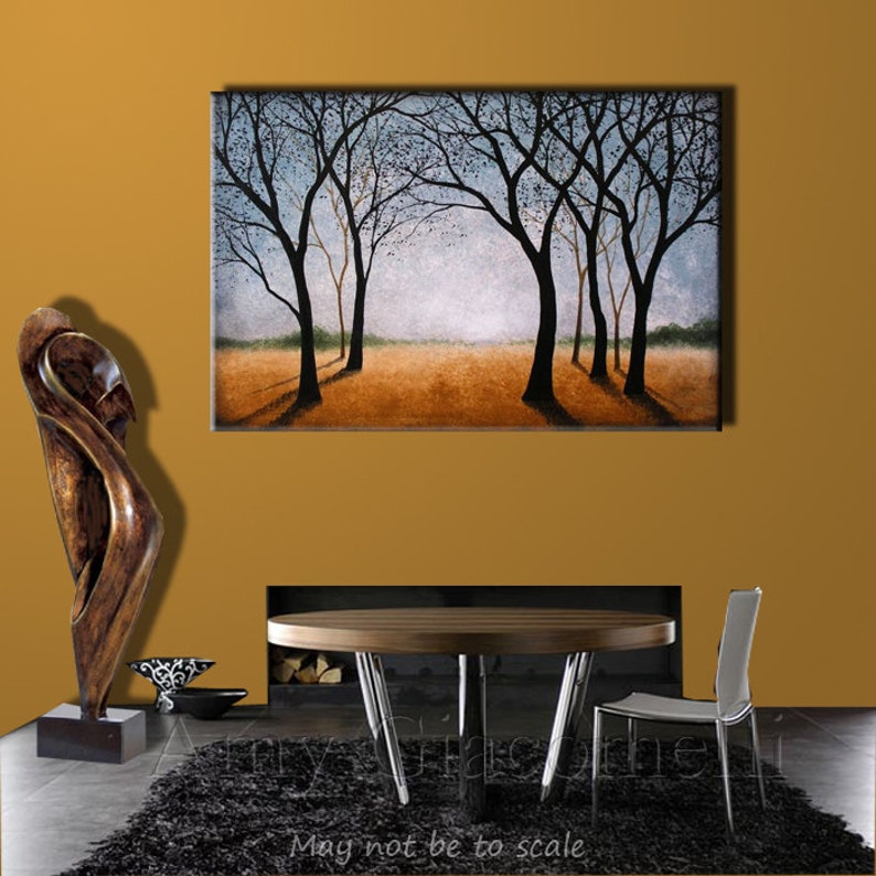 Extra Large Wall Art Painting Landscape Trees Home Decor ... 36 x 60 ... 3 ft x 5 ft, Distant Sky, Free US shipping image 5