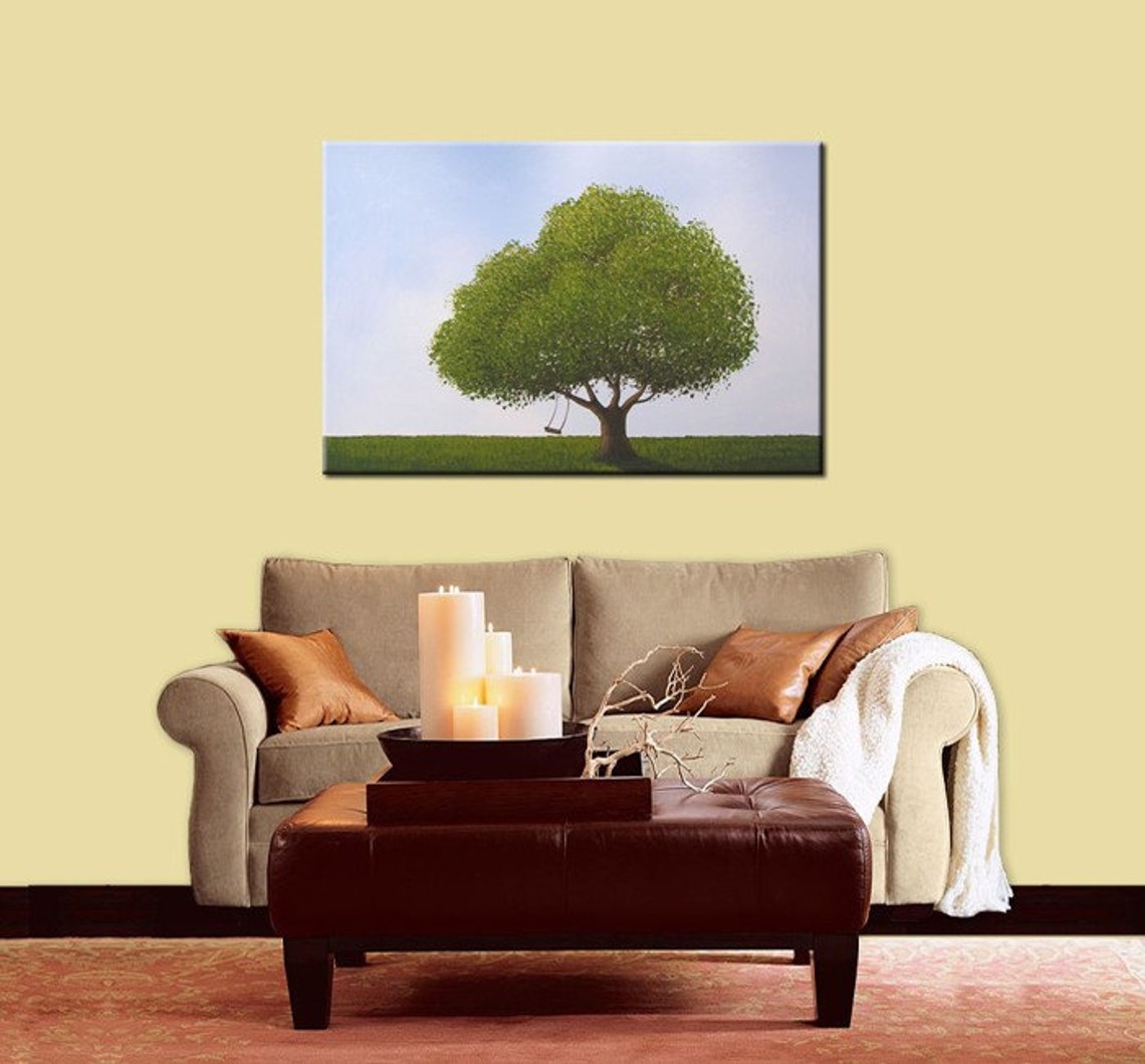 Large tree art Original Landscape Trees Swing Summer Modern Etsy