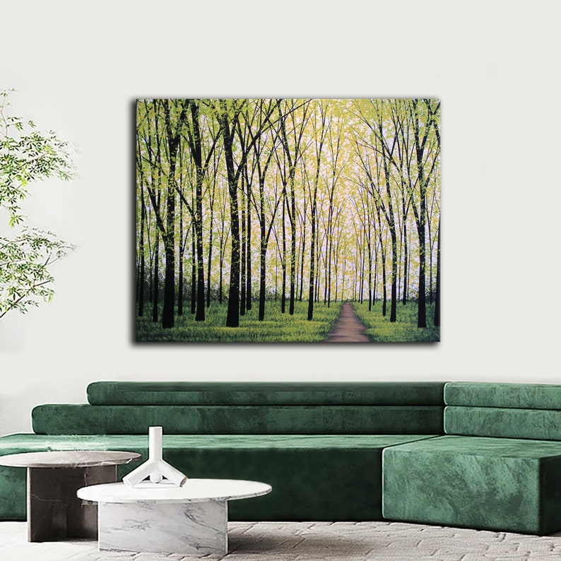 Art Painting Original Large Abstract Painting Modern Contemporary Landscape Green Trees Forest / Silent Forest by Amy Giacomelli image 6