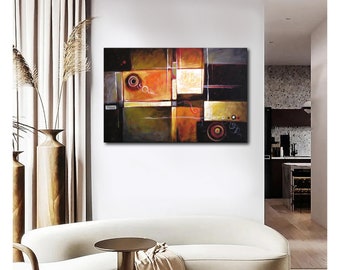 Abstract Art Painting Original Large Modern Art Wall Decor /  black brown orange white  "Lost Voyage", by Amy Giacomelli / Made in America