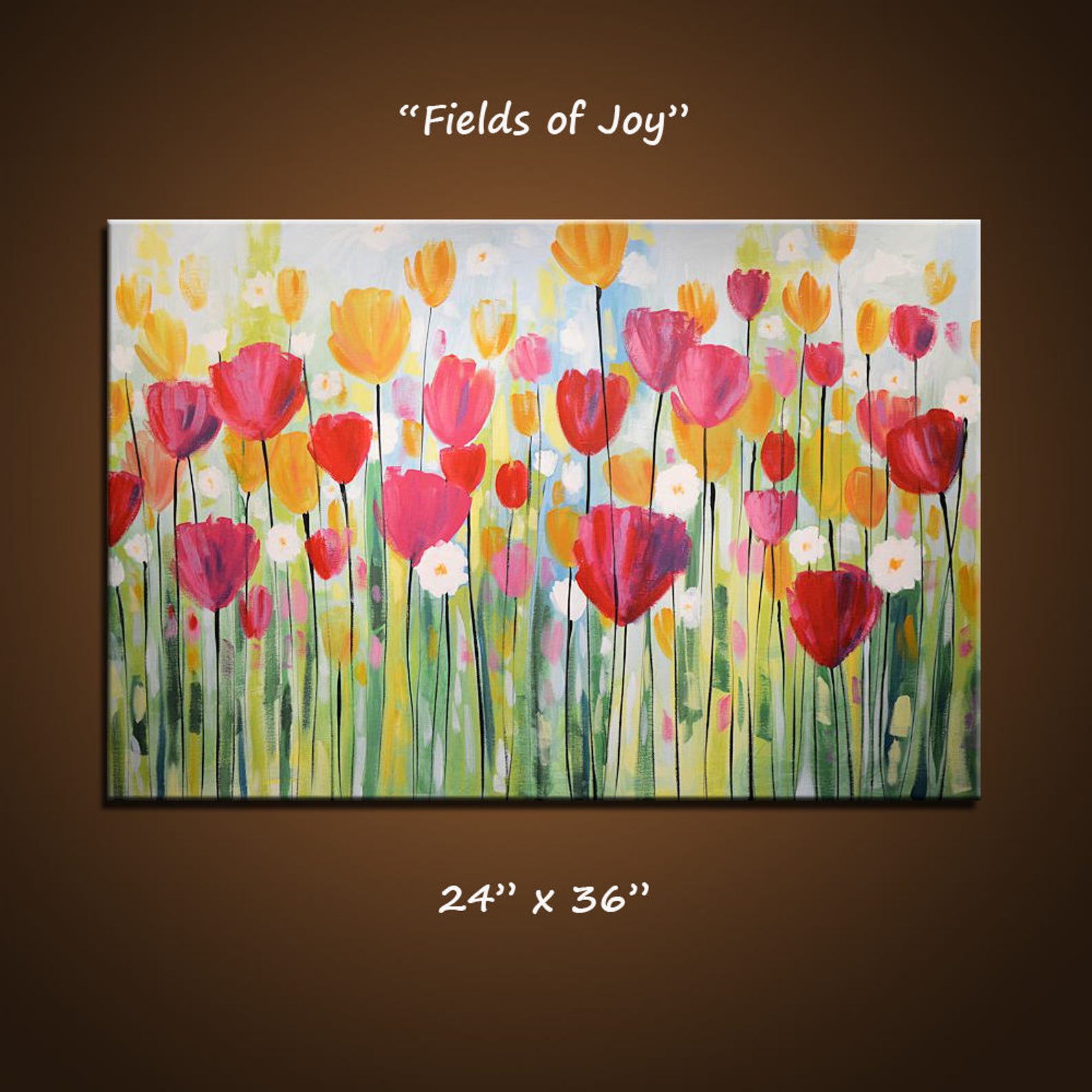 Extra Large Wall Art / Big Painting / Red Floral Wall Decor / Flower Art / Original Painting