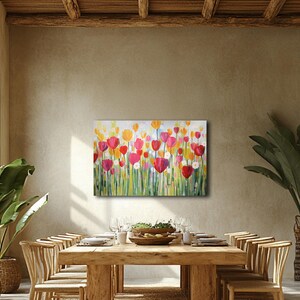 Original Tulip Painting on Canvas Colorful Garden Wall Art Modern Floral Painting Joyful Flowers Hand Painted Artwork Home Office Decor immagine 6