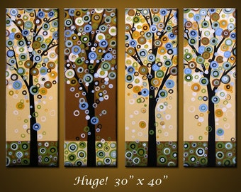 Abstract Tree Art Painting Original Large Abstract Modern ... 40 x 30, 4 paintings .. "Dropping Leaves", by Amy Giacomelli