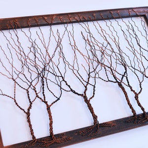 Framed tree wall art / wire tree sculpture Unique Art Object Large Abstract Tree .. Wire tree in farmhouse barnwood frame // READY TO SHIP