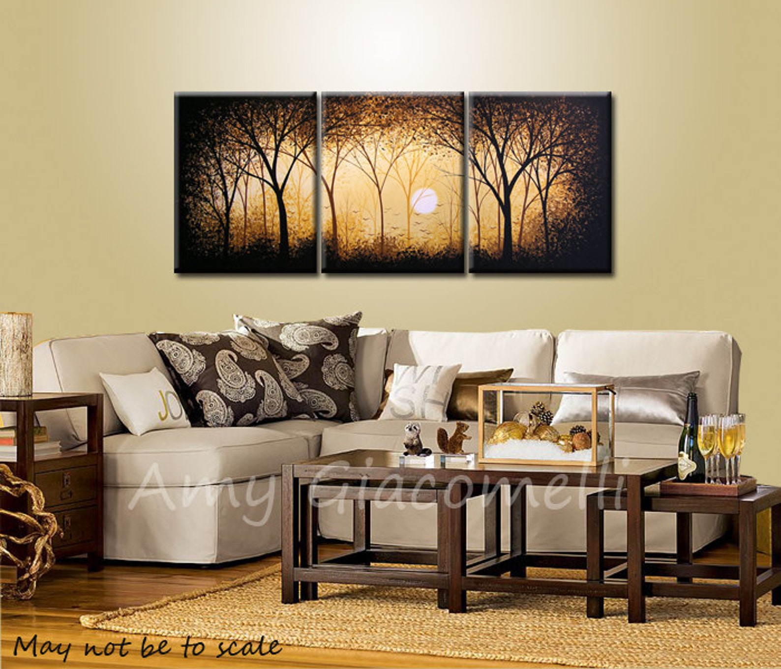 Extra Large Wall Art Original Triptych Painting Contemporary Etsy