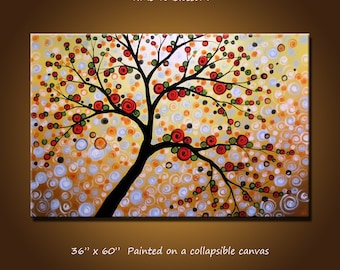 Extra Large Wall Art Extra Large Abstract Tree Painting ... 36" x 60" ... "Time to Blossom", Free US shipping