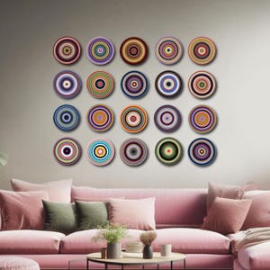Custom Colors Abstract Colorful Circles Wall Art Mix n Match Personalized to your Interior Modern Original Artwork Paintings  Gallery Set