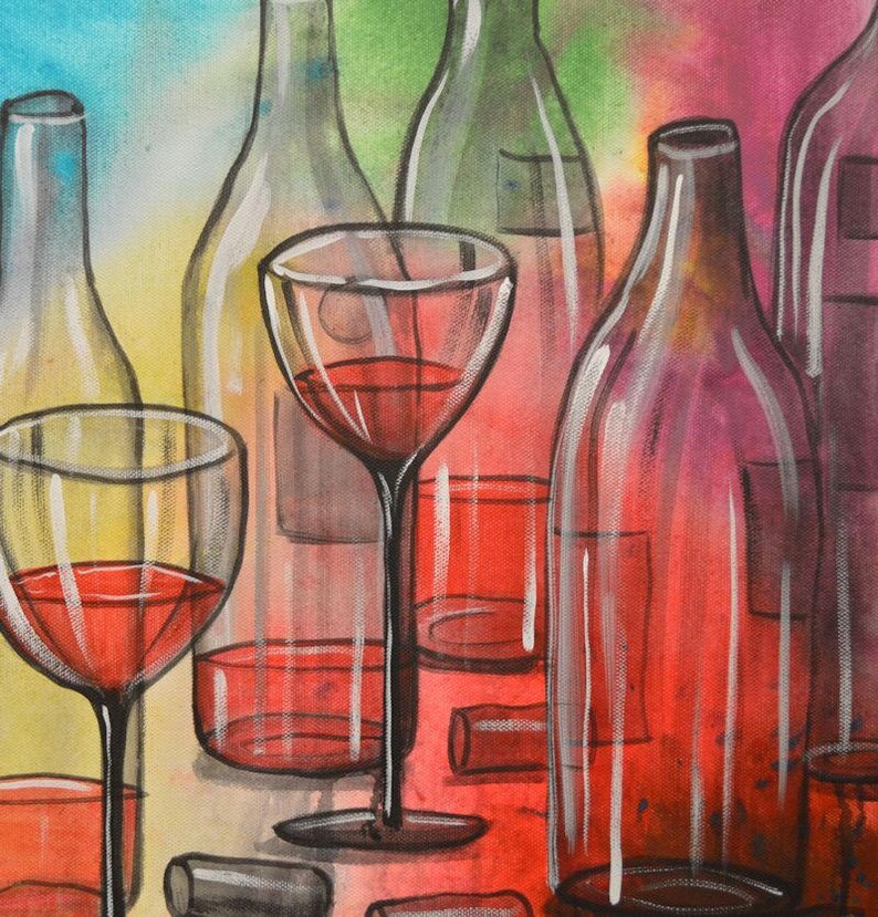 Art Painting Abstract Modern Dining Room Bar Decor Wine Etsy