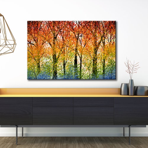 Large Wall Art / ORIGINAL Rainbow Flowers Painting / Abstract - Etsy