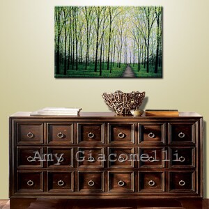 Art Painting Original Large Abstract Painting Modern Contemporary Landscape Green Trees Forest / Silent Forest by Amy Giacomelli image 2