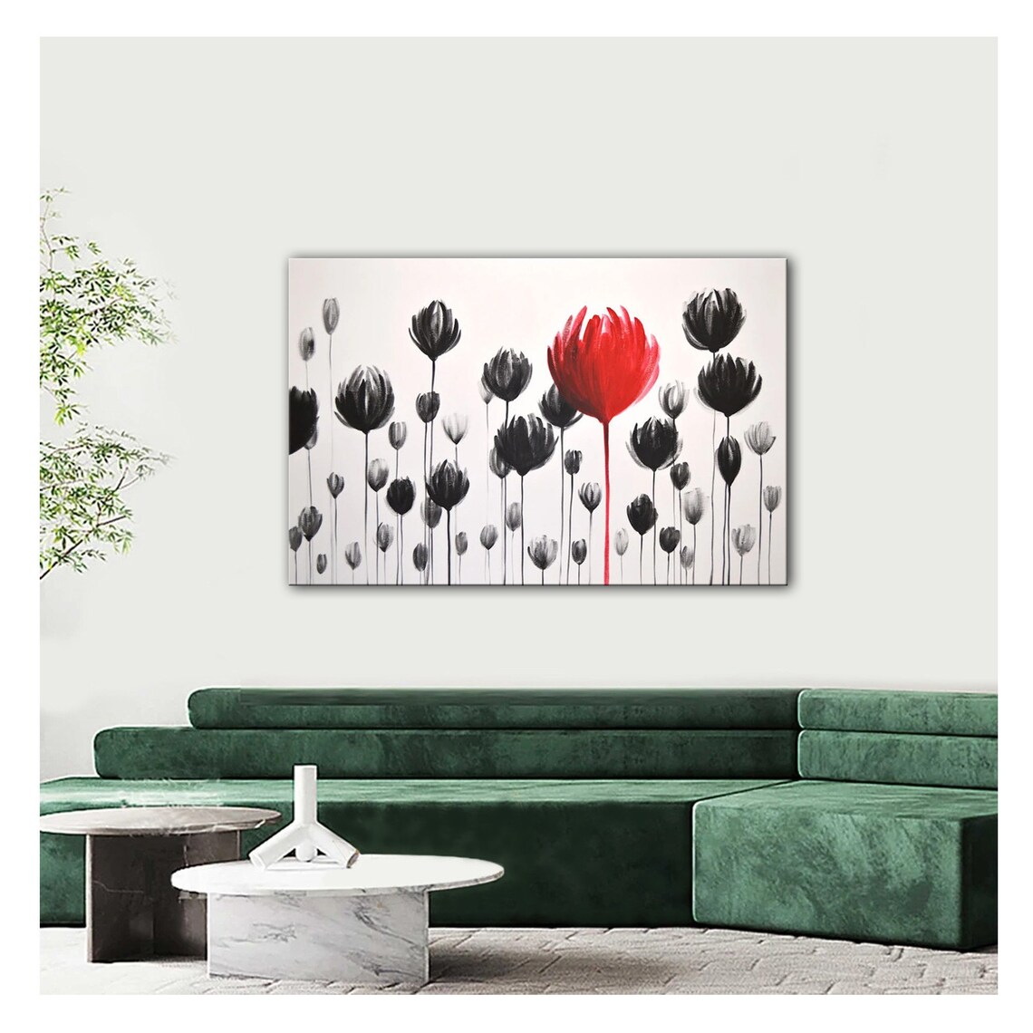 Large Wall Art Original Painting Flowers Wall Decor / Abstract Etsy