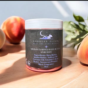 Aphrodite Shimmer Whipped Body Butter, Pink Shimmer, Natural Skin moisturzing Body Butter, Peach Scented