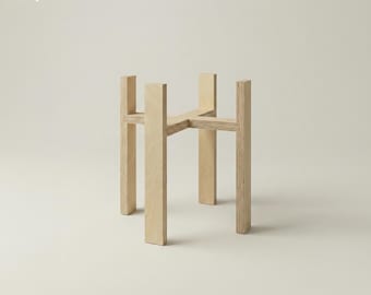 ミニマリスト木製プラントスタンド – モダンなバーチ合板製屋内用鉢ホルダー – 建築グレード – Japandi スカンジナビア ハンドメイド ホームデコレーション