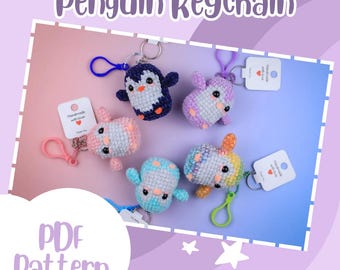 Penguin Keychain No-Sew Amigurumi Crochet PDF Pattern - Digital Download