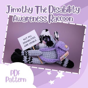 Jimothy The Disability Awareness Raccoon Amigurumi Crochet PDF Pattern ENGLISH-Digital Download