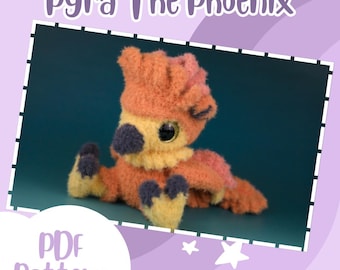 Pyra Ptak Feniks Mityczne Stworzenie Amigurumi Wzór Szydełkowy PDF - Pobieranie Cyfrowe