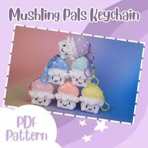 Portachiavi Mushling Pals fungo amigurumi uncinetto PDF modello - download digitale