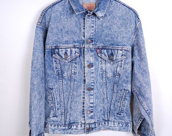 Veste LEVI'S 57508 XL bleu denim délavé à l'acide 70's 80's vintage Made USA 2309