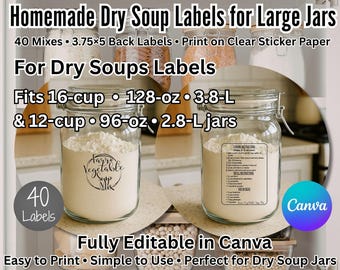 Dry Soup Mix Labels – Pantry Organization, Cooking Instructions (Digital Download)