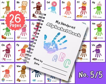Handprint Alphabet Book Template, DIY Preschool Craft (Digital Download)