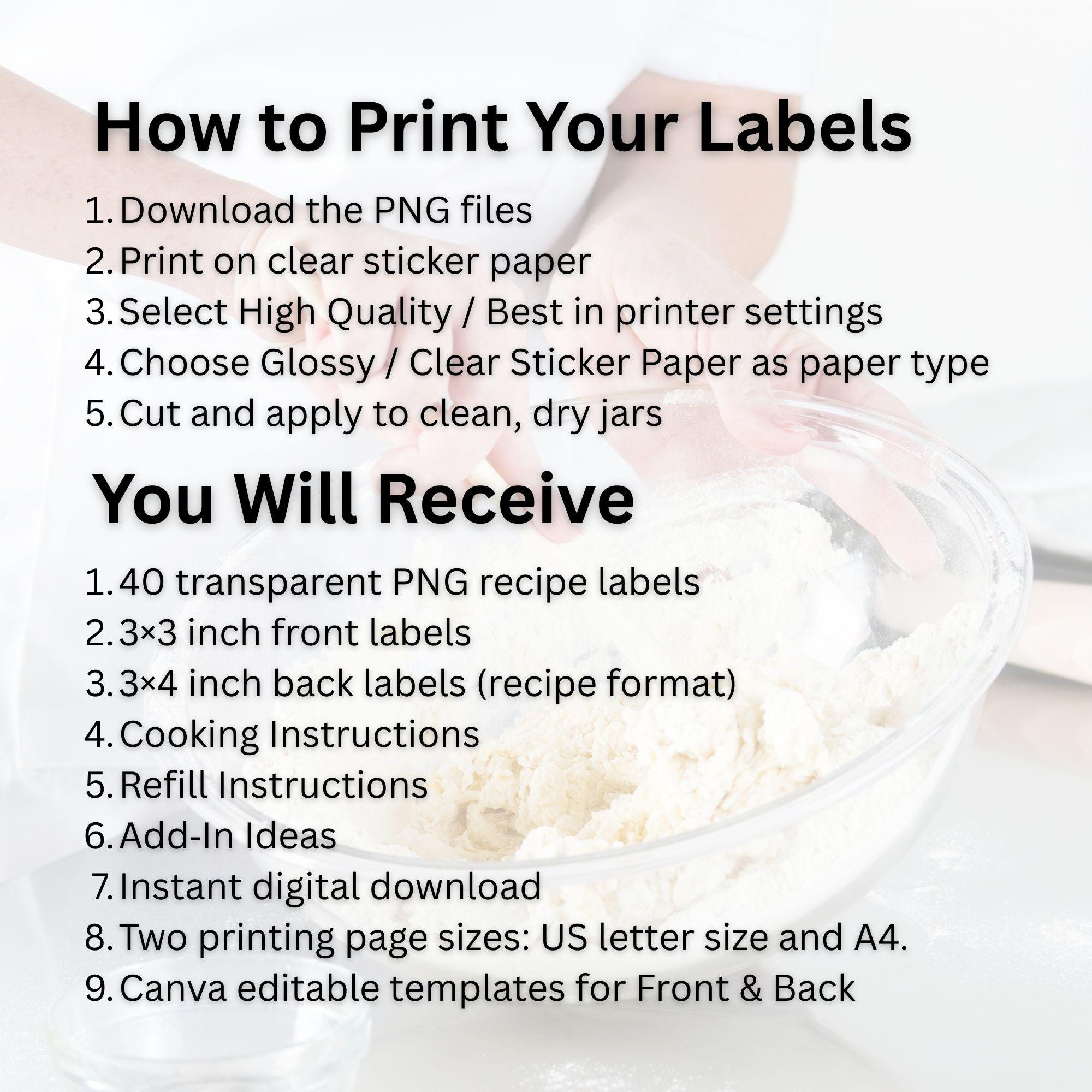 Test Recipe Sticker 40 Transparent Recipe Labels • Fits 12‑cup Pantry Jars • 3x4 Printable ...