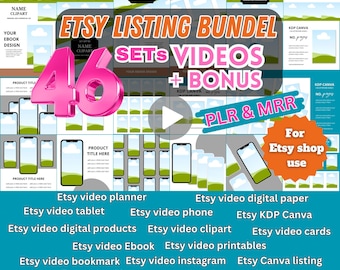 Etsy Listing Video Templates, Canva Mockups, PLR Digital Product