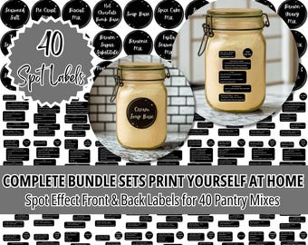 Pantry Labels with Recipes for Mason Jars, Printable Kitchen Organization, Digital Download, Recipe Stickers