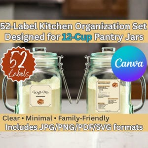 Clear Pantry Kitchen Organization Stickers, Waterproof Spice Jar Labels, Custom Tags, Personalized Storage Tags