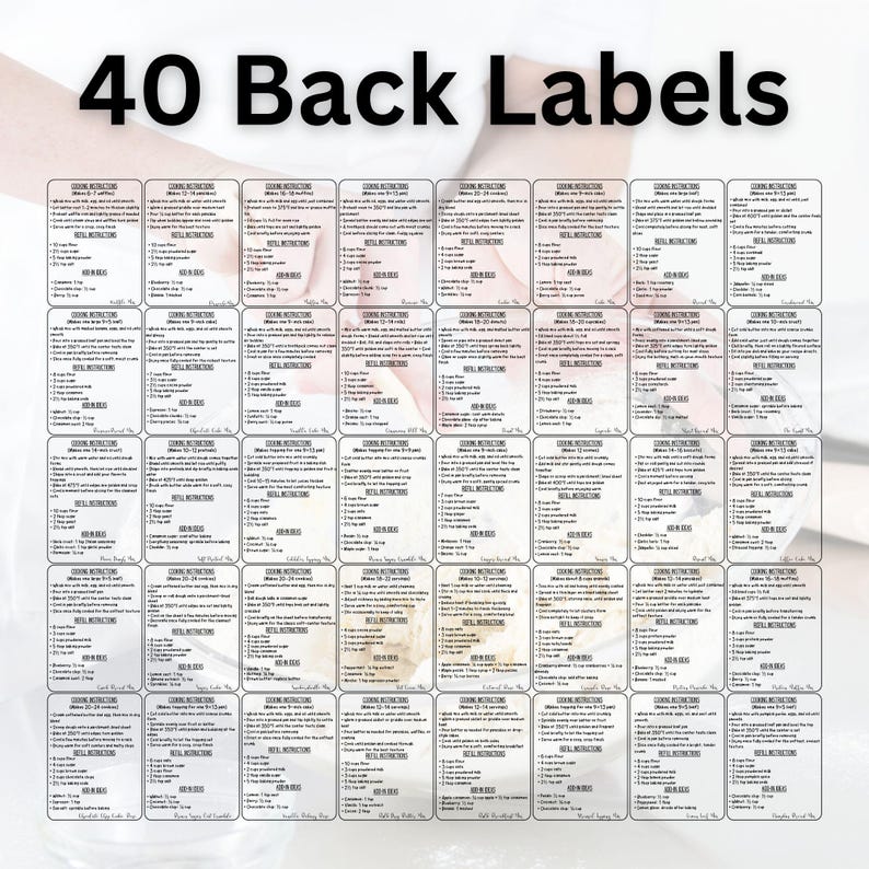 40 Transparent Recipe Labels • Fits 12‑cup Pantry Jars • 3x4 Printable ...