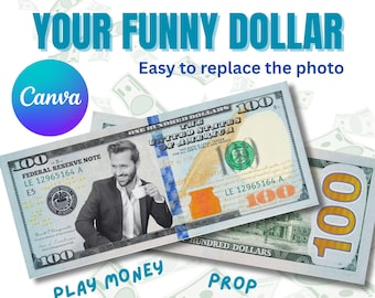 100 Dollar Bill Template, Customizable Canva Money, Editable Design, Printable Prop for Birthdays & Events