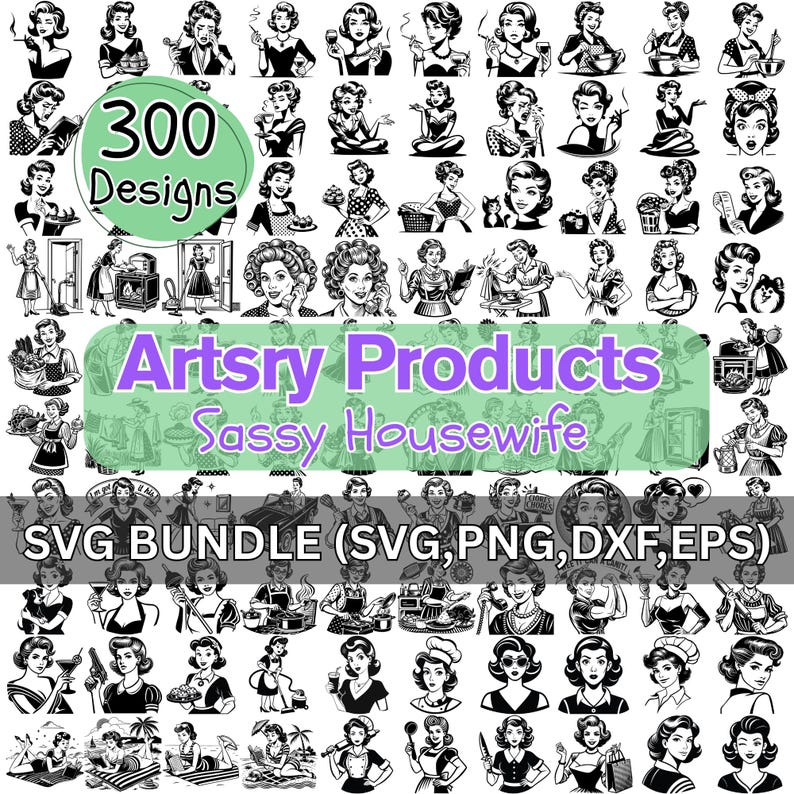 Retro Housewife SVG Bundle: Sarcastic Woman Graphics (digital Design ...