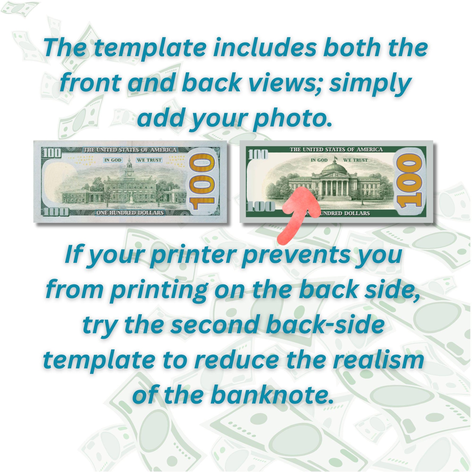 100 Dollar Bill Template, Customizable Canva Money, Editable Design ...