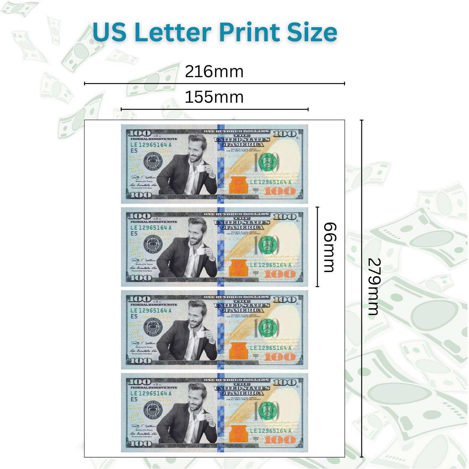 100 Dollar Bill Template, Customizable Canva Money, Editable Design ...