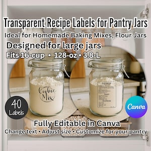 Transparent Recipe Labels for Large Pantry Jars (Digital Download)