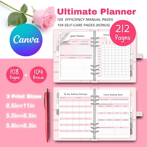 Remarkable Daily Planner Templates: Weekly, Monthly Organizer, Digital Journal Templates, Daily Agenda, Hyperlinked Notes,Productivity Tools